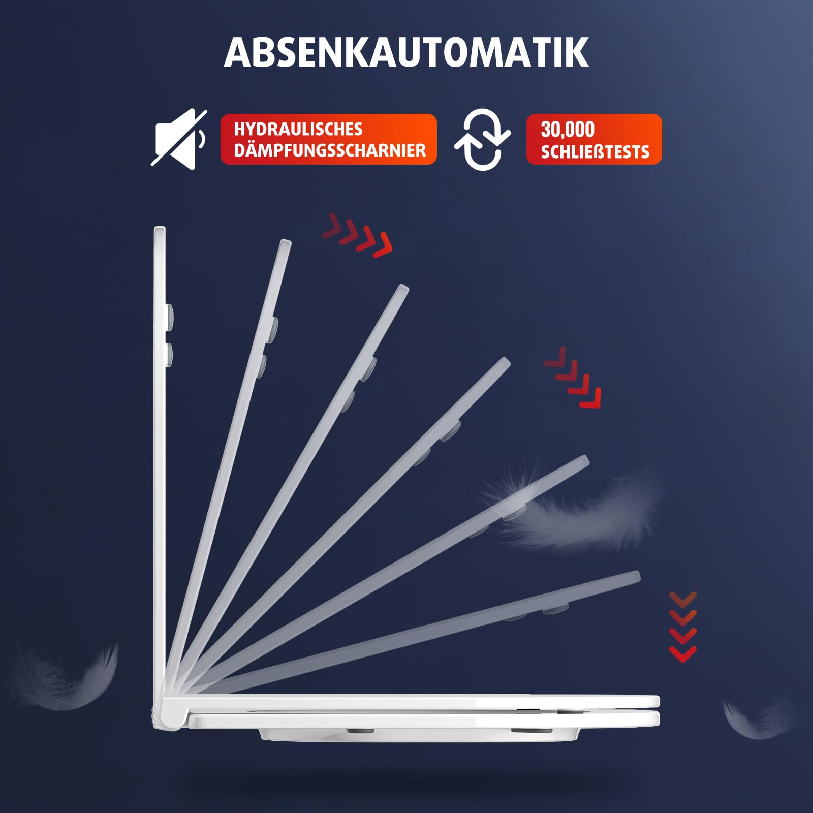 Rainsworth WC suspendu sans bord – Cuvette murale à 360° Superspin – Cuvette et abattant de WC avec système d'abaissement automatique – Blanc
