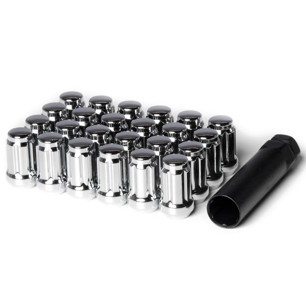 Circuit Performance Spline Drive Tuner Acorn Lug Nuts Chrome 12x1.5 Forged Steel (24pc + Tool)