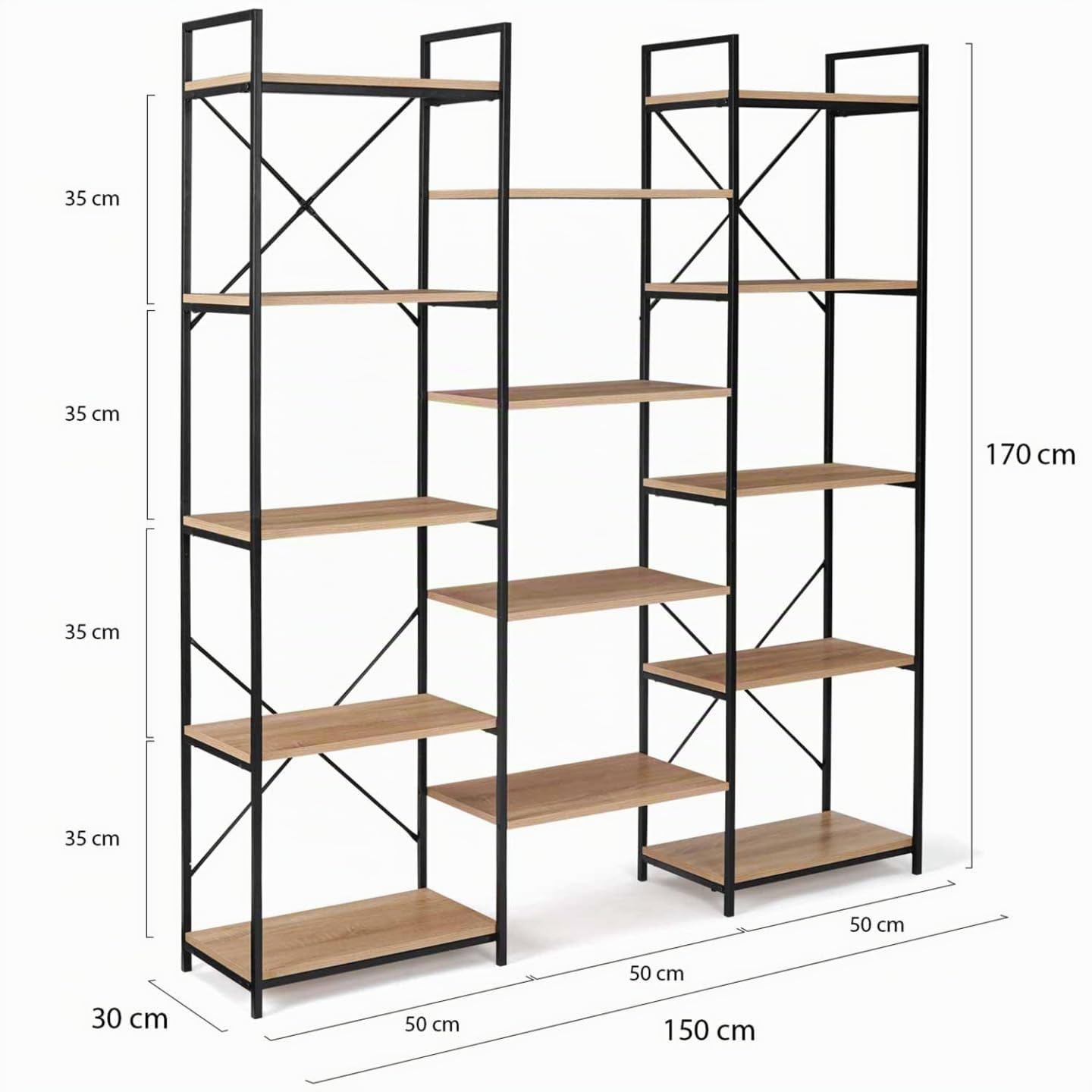 IDMarket - Étagère bibliothèque Trio 5 Niveaux Detroit Design Industriel 170 cm