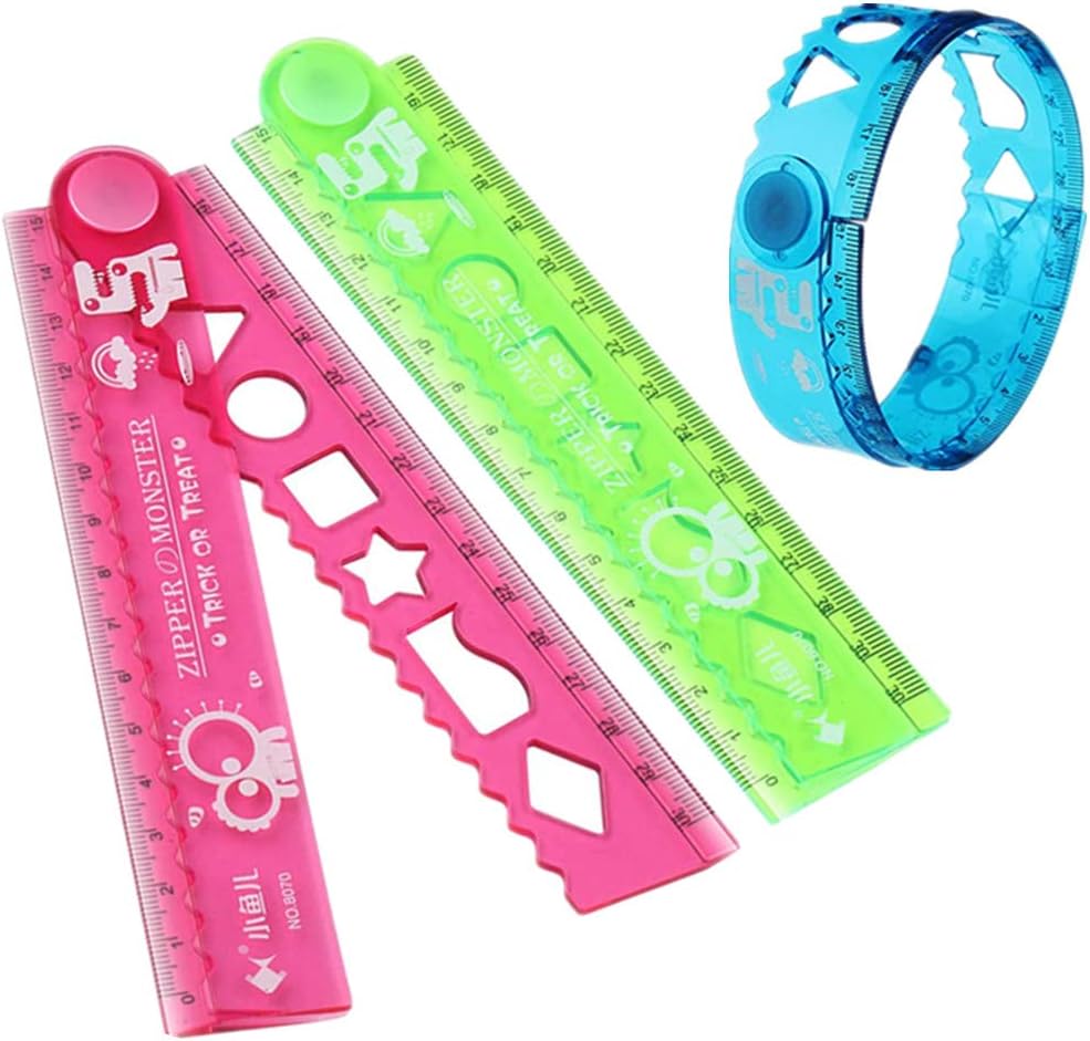 3 Pack Clear Plastic Ruler 12 Inch Folding Ruler Drawing Ruler Flexible Transparent Ruler Kit Measuring Tool for Student School Office Stationary Students Kids
