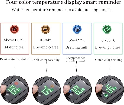 Miniatura 5 de Jarra térmica de café de 54 onzas con pantalla de temperatura, jarra de café aislada de acero inoxidable 304 de doble pared para mantener el café y