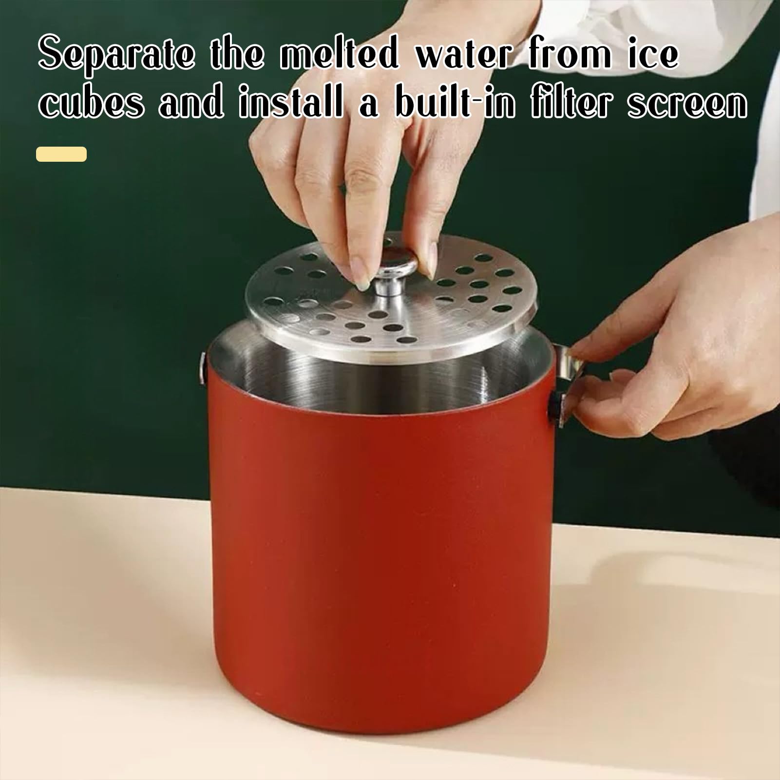 3L Double Paroi Seau à Glaçons Isotherme en Acier Inoxydable, Seau Champagne en Métal, Seau à Glacons Isotherme, Seau à Glaçons avec Couvercle Grattoir à Glace (Blanc)