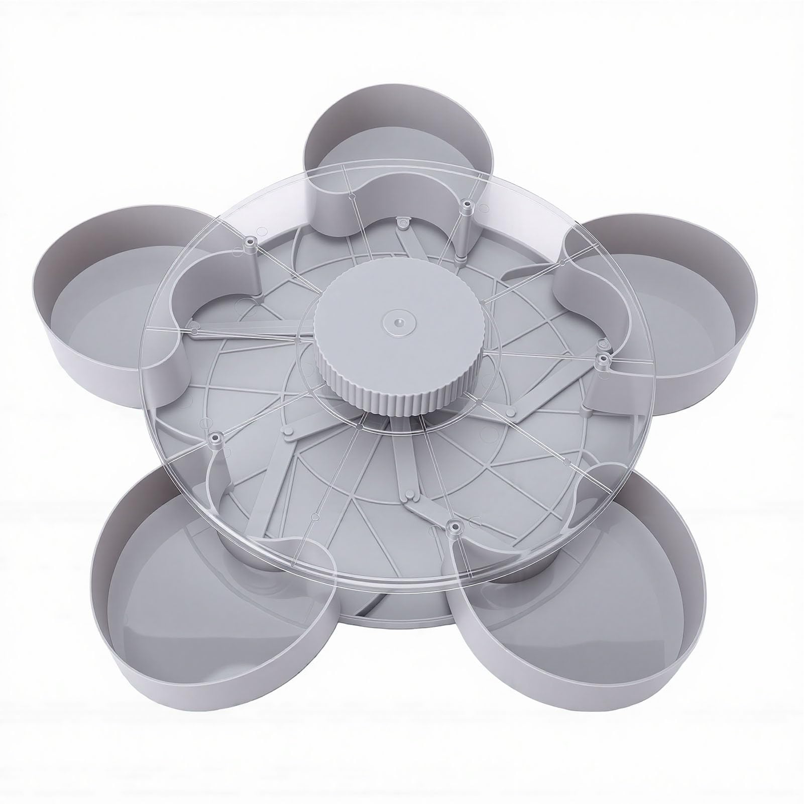 Cocoarm Vassoio da Portata per Snack Diviso, Vassoio per Snack Girevole in ABS con Coperchio, Base Antiscivolo a 5 Scomparti Facile da Pulire per Feste Picnic Serate di Cinema Condivisione in