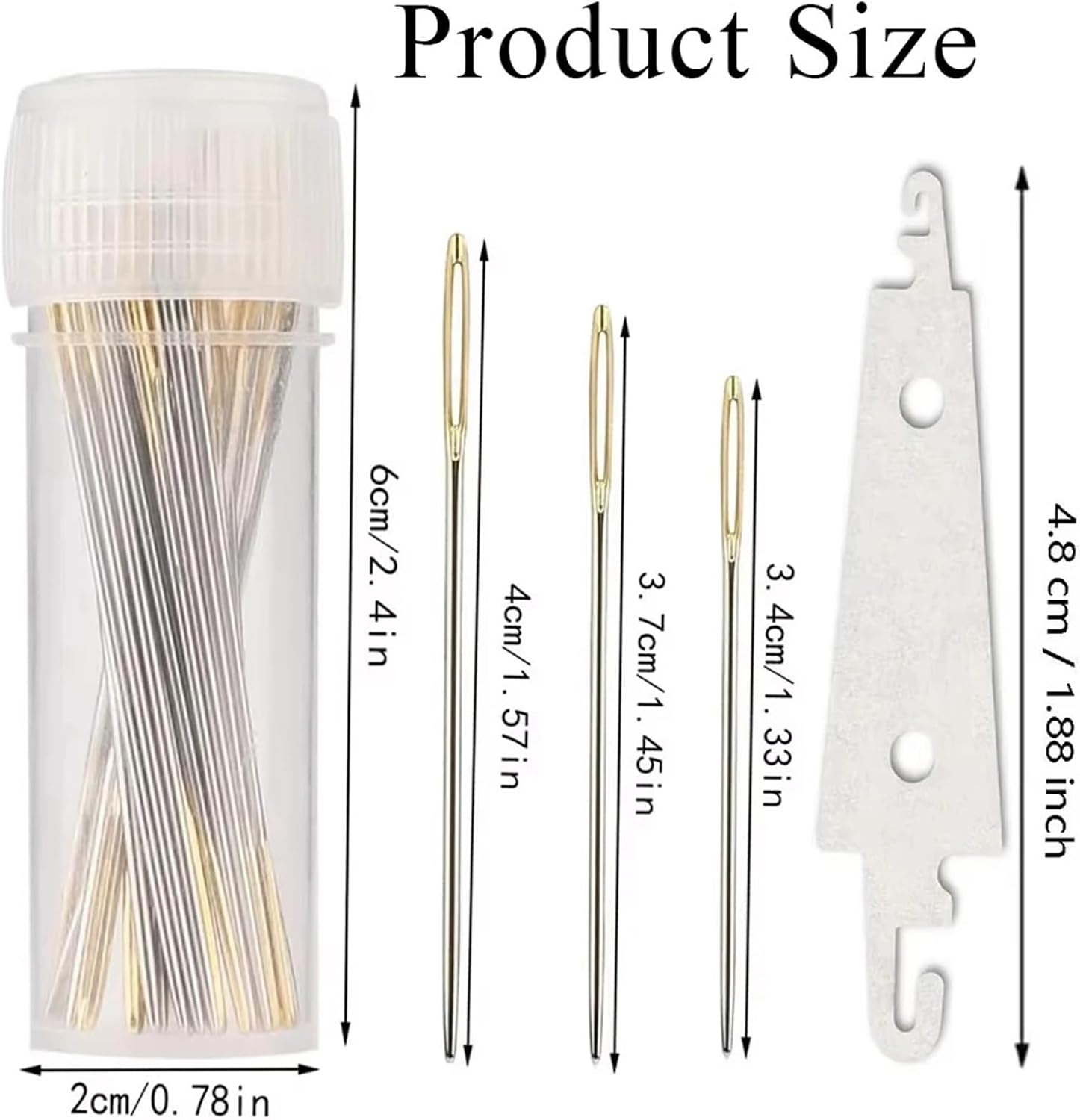 Sewing Needles Large Eye Hand Sewing 10Set Cross Stitch Needles Needle Threader Large Eye Sewing Needles with Transparent Box for Cross Stitch DIY Embroidery 32pcs/Set