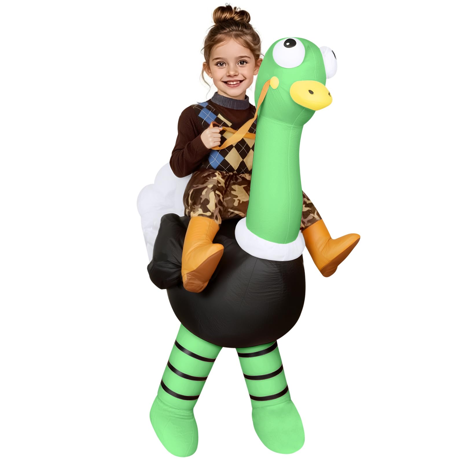 AYBUY Ostrich Costume, Ostrich Ride Inflatable Costume Blow up Fancy Dress for Kids, Funny Ride-on Ostrichs Halloween Costumes for Halloween Cosplay Masquerade Party(Light Green) — image 1