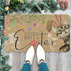 Roszwtit Happy Easter Door Mat 30 X 17 Inch Easter Cat Bunny Doormat Indoor Outdoor Entrance Floor Rug Non Slip Spring Easter Decor Low Profile Welcome Mats Roszwtit Happy Easter Door Mat 30 X 17 Inch Easter Cat Bunny Doormat Indoor Outdoor Entrance Floor Rug Non Slip Spring Easter Decor Low Profile Welcome Mats