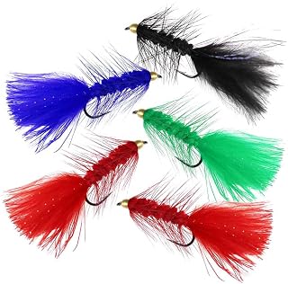 Qievcrme 10Pcs Wooly Bugger Fly Fishing Flies for Trout, Bass and Salmon-Streamer Assortment Wet Flies