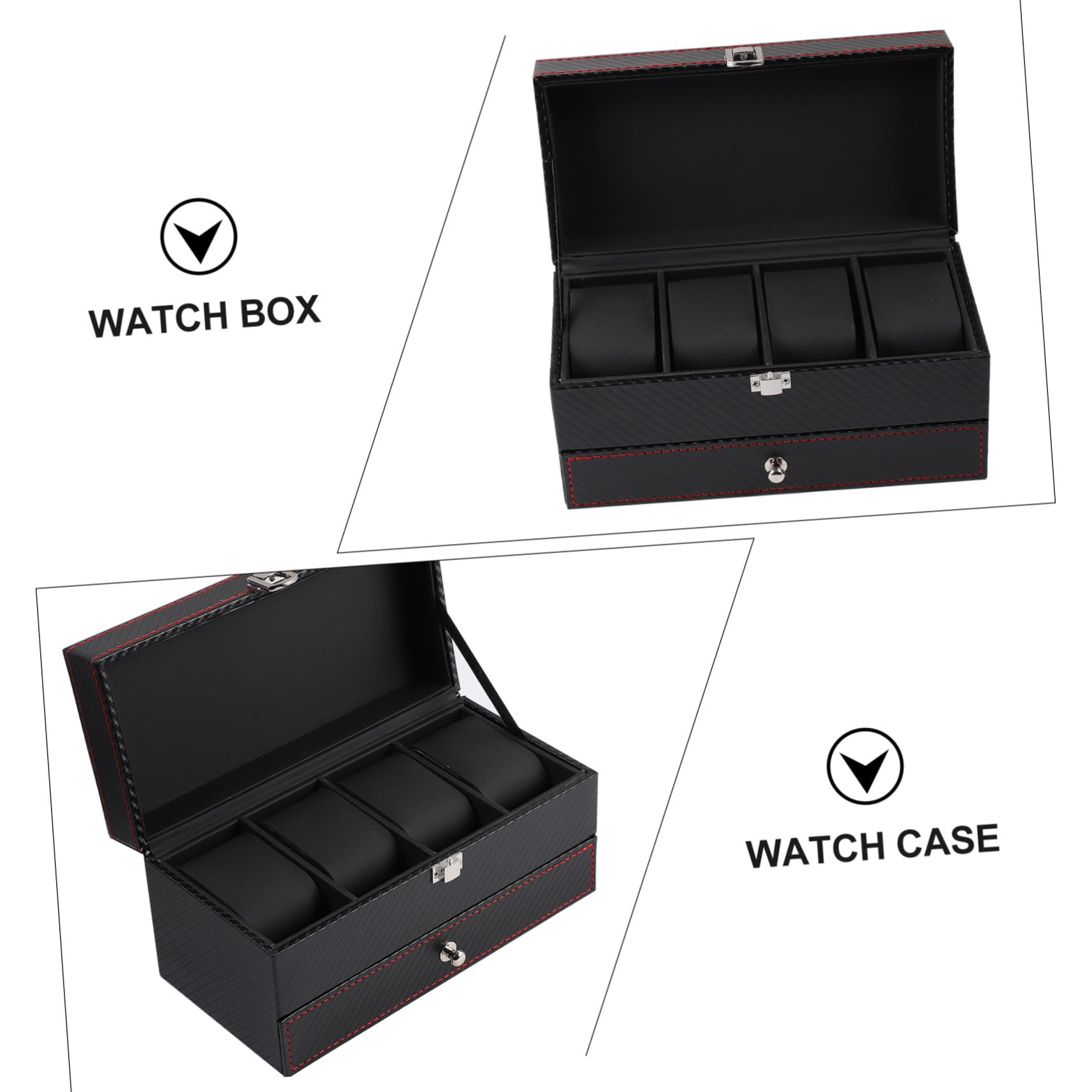POPETPOP Cuir Noir Boîte de Rangement Présentation, Montre-bracelet