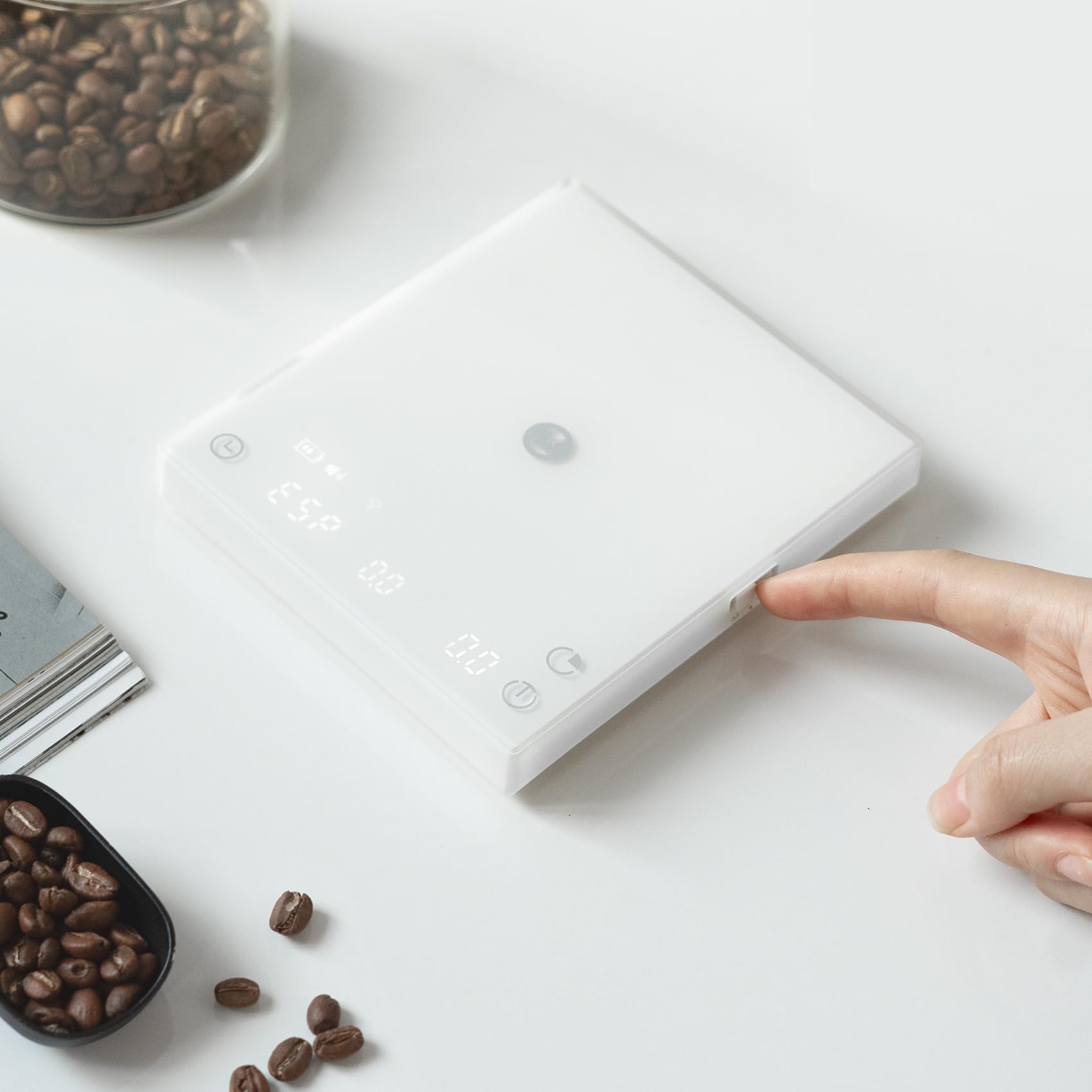 TIMEMORE Báscula de café Basic 3.0 con temporizador y relación/caudal, onz/kg conmutable, digital, para espresso y pour-over, color blanco