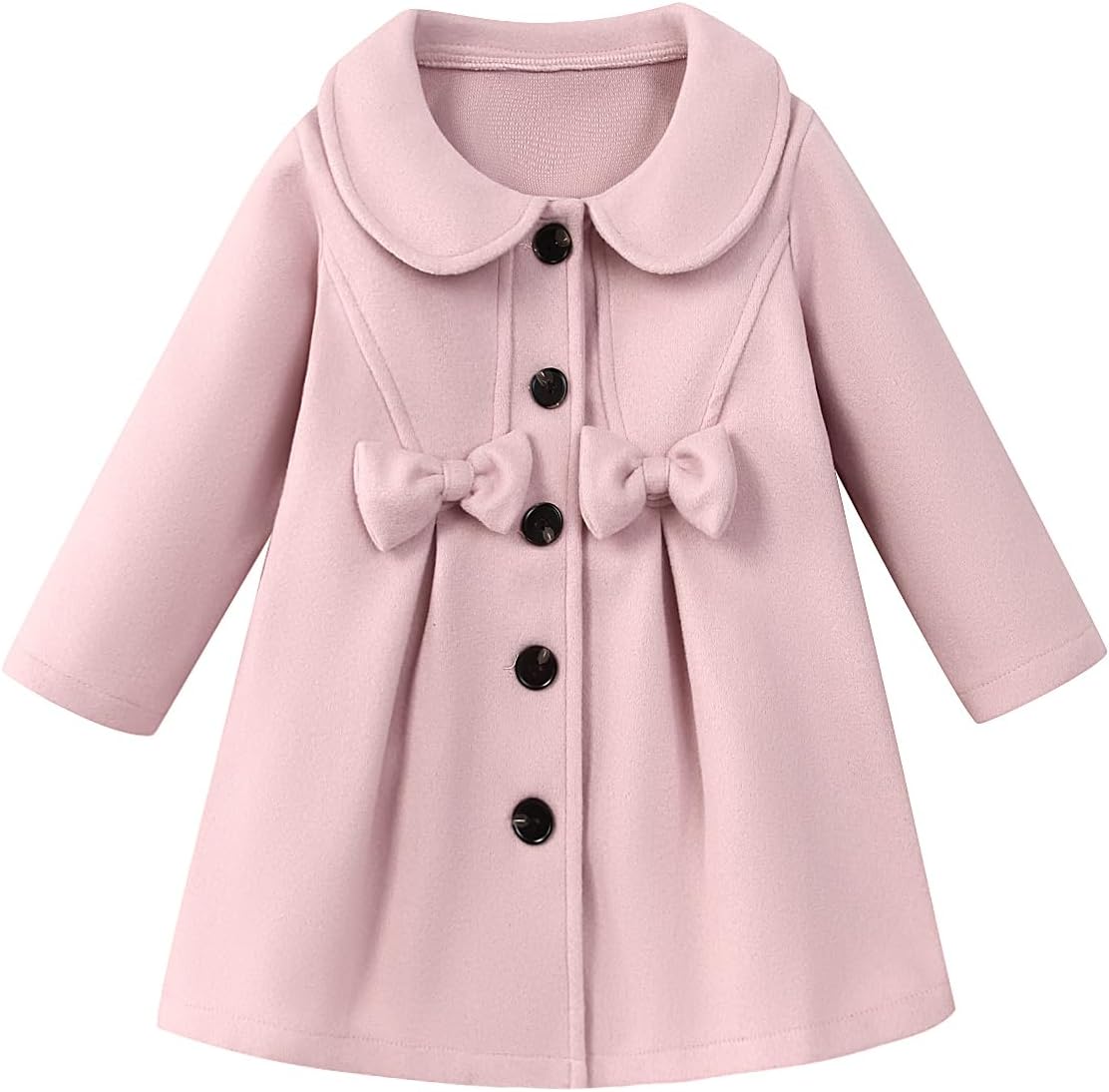 Toddler Baby Girl Dress Coat Lapel Button Jackets Clothes Long Sleeve Solid Color Fall Winter Outfit