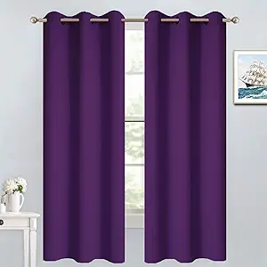 Yakamok Blackout Curtains Room Darkening Thermal Insulated with Grommet Window Curtain for Bedroom, 38 x 63 inch,Purple, 2 Panels