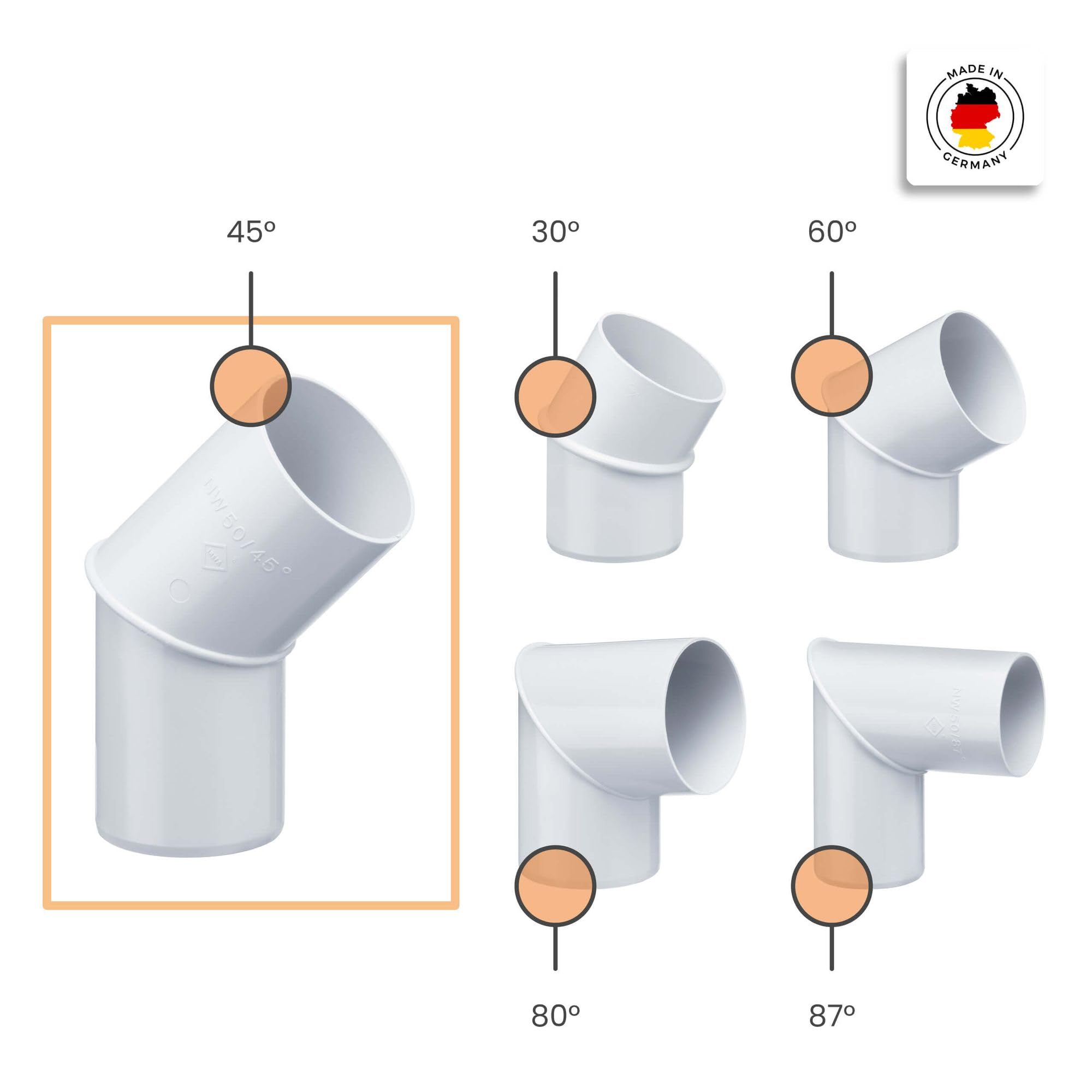 INEFA 45 Degree Elbow For Rainwater Downpipe, PVC 100 Mm White Joining Part Fittings For Gutters - View #7