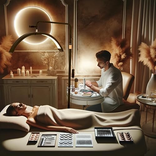 Miniatura 8 de Hi_friend Lámpara de pie LED de pestañas lámpara de media luna para extensión de pestañas iluminación para belleza cuidado de la piel pestañas cejas