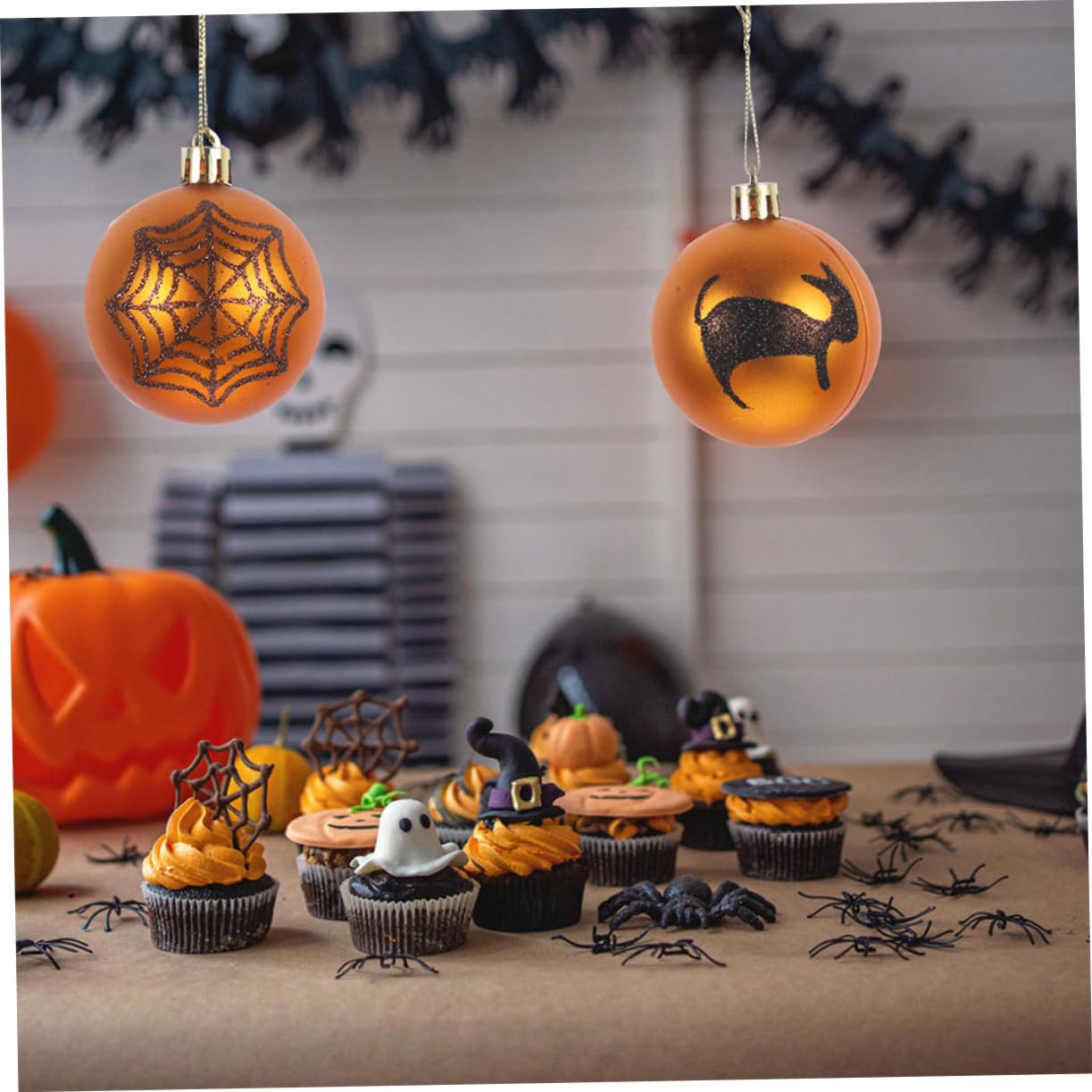36pezzi Addobbi Halloween Ornamentali Sfera di Plastica Tema Teschio di Zucca Strega per Decorazioni Casa Festa Autunnali