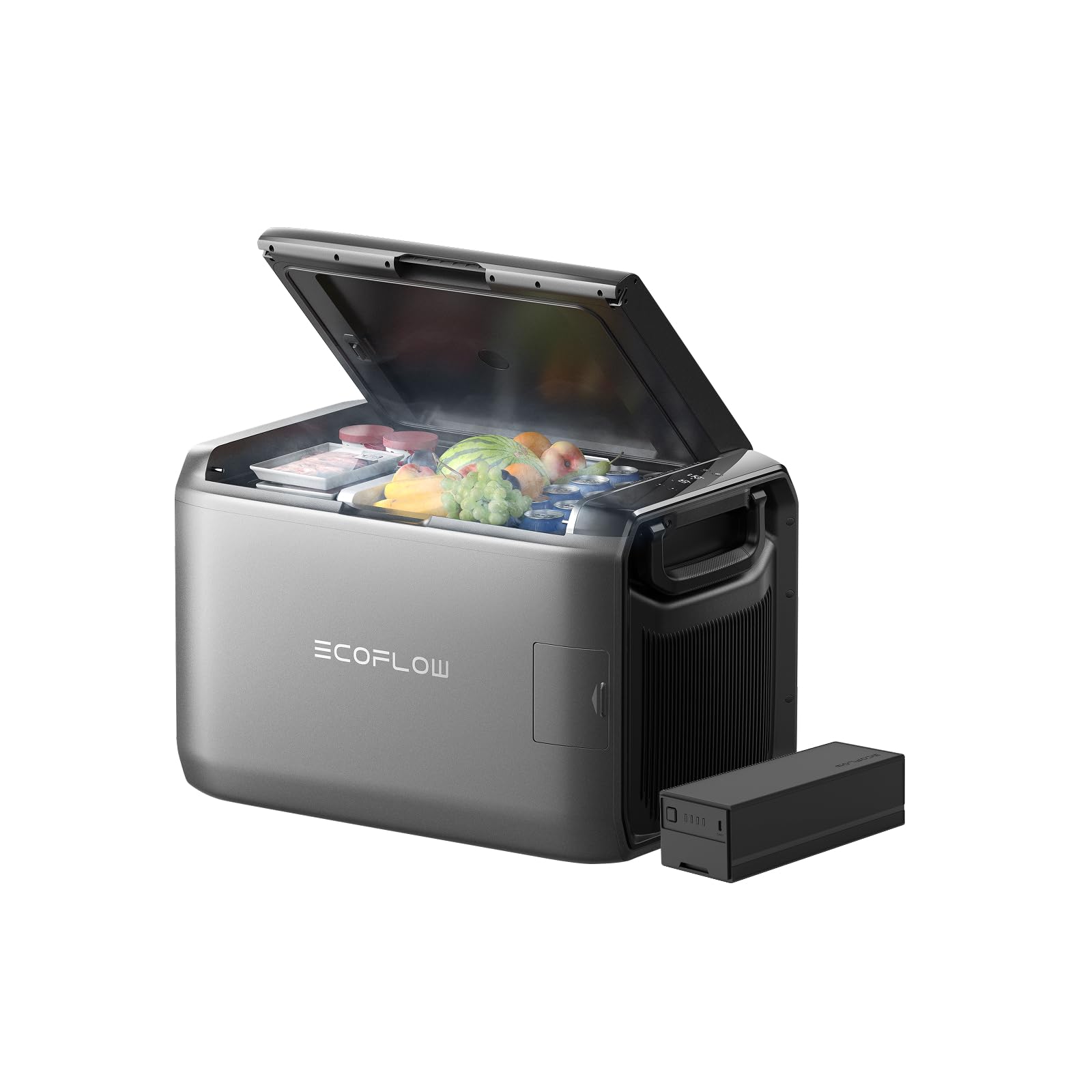 EF ECOFLOW Nevera portátil eléctrica GLACIER Classic 55 L, doble zona con batería 298 Wh, control APP, 39h de enfriamiento sin conexión a la red, carga por CA, solar y vehículo, para camping, viajes