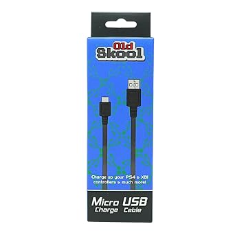 Old Skool 15ft PS4 Controller Charging Cable for PlayStation 4 Dual Shock 4