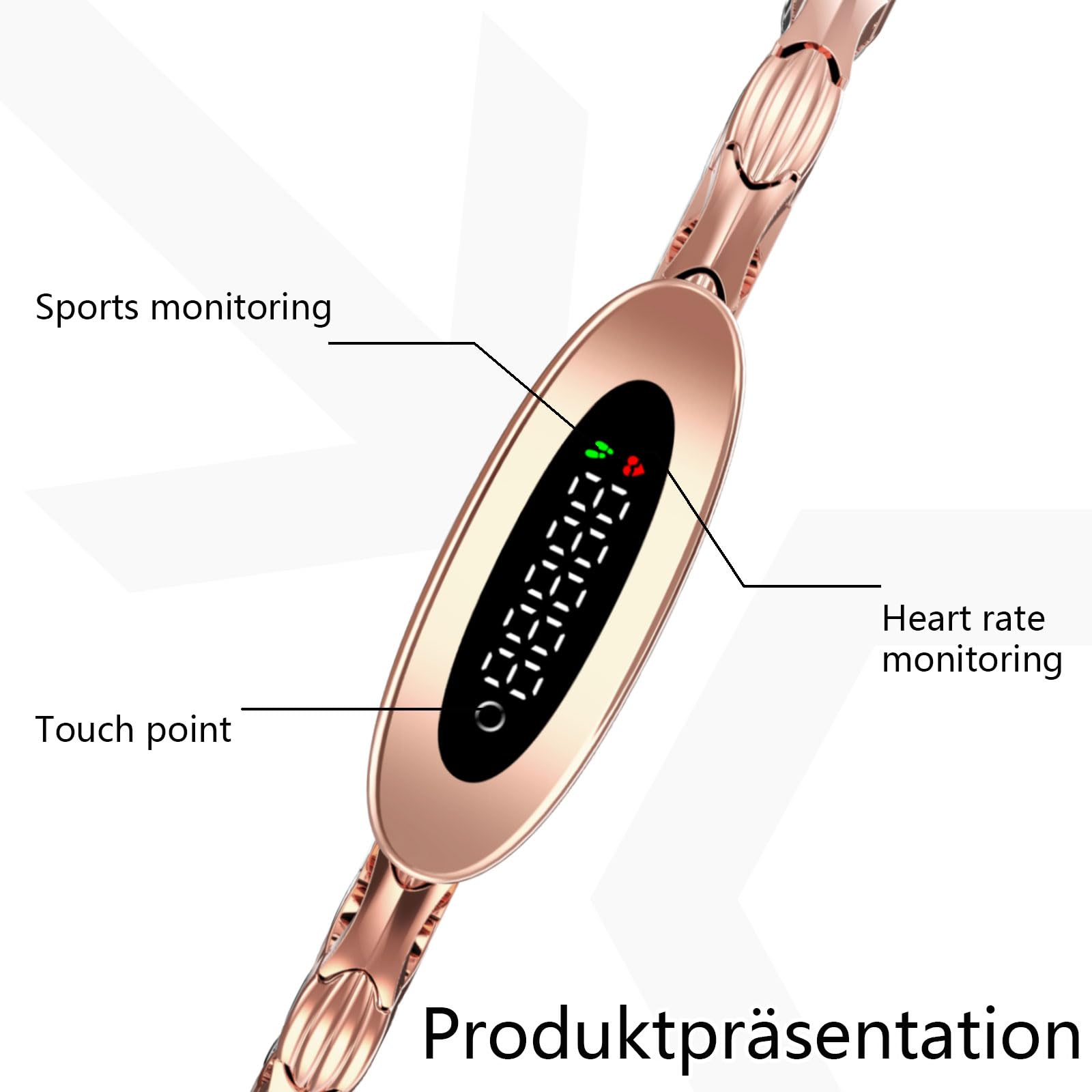 Findtime Schmal Damen Aktivitätstracker Fitness Tracker Smart Bracelet IP68 Wasserdicht Herzfrequenz Gold