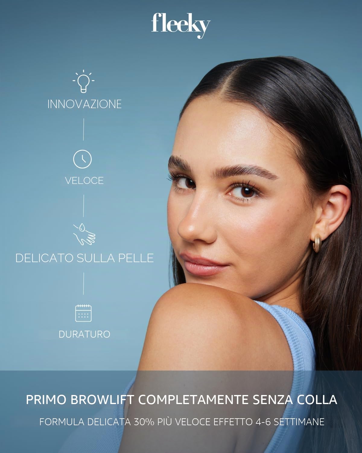 Fleeky, set di sollevamento per sopracciglia con colla per styling e cheratina, kit fai da te, sopracciglia voluminose e definite, delicate e semplici, durano fino a 4-6 settimane, prodotto in UE