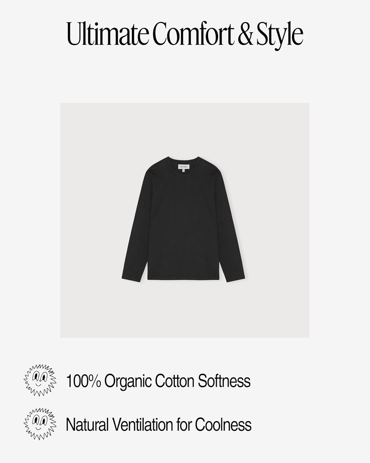 Organic Basics Mens True Boxy Fit Cotton Crewneck Long Sleeve Tee - Image 5