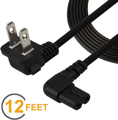 Miniatura 5 de Cable de alimentación de TV, 6 pies5.9 ft de doble ángulo (ángulo tipo L) IEC 320 C7 a Nema 1-15P Cable de alimentación de CA, NISPT-2 18AWG 2