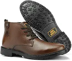 Bota Coturno Masculina de Couro Legítimo Casual