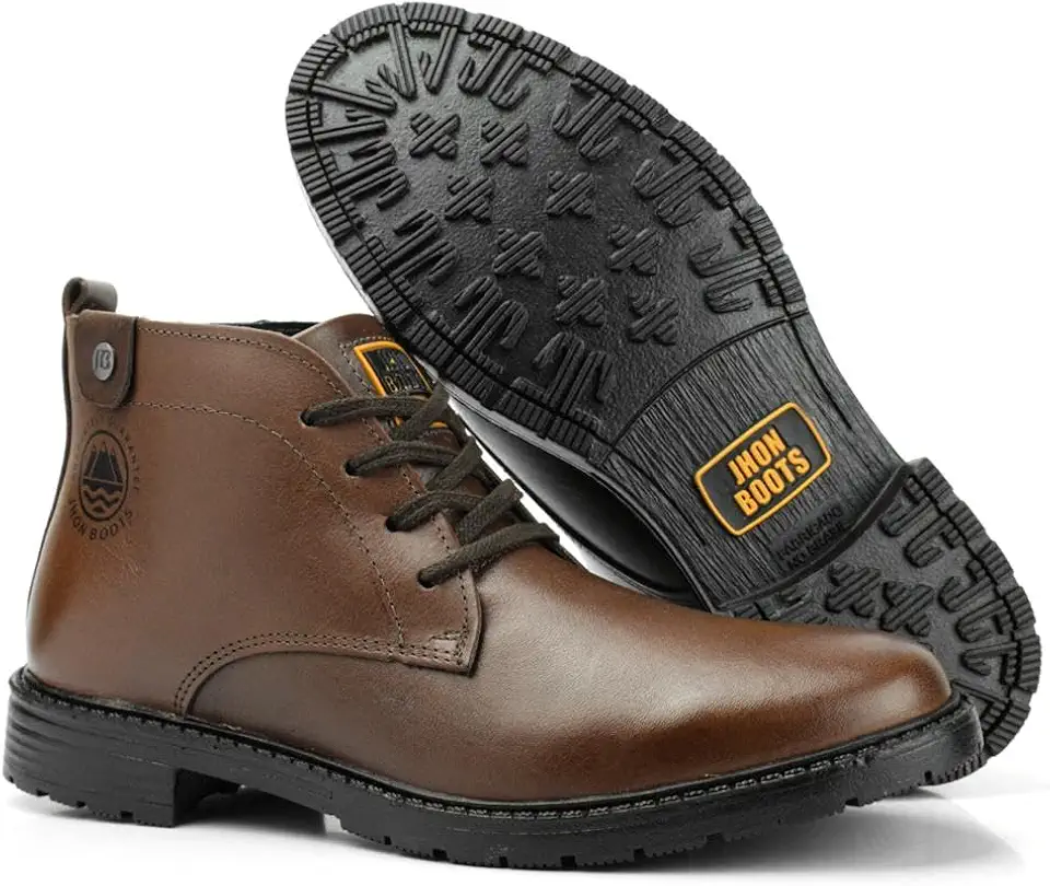 Bota Coturno Masculina de Couro Legítimo Casual