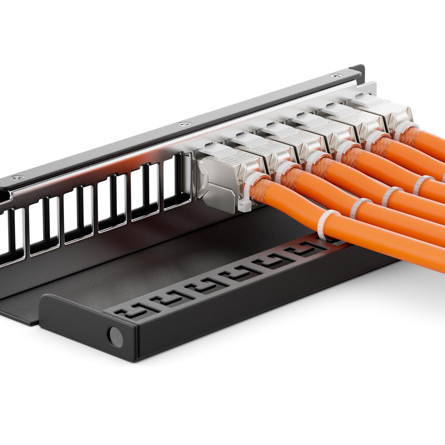 deleyCON 12 Ports CAT7 Set de Panneaux de Brassage avec 12x CAT.7 RJ45 Module Jack Keystone STP 10 Gbit/s - Compatible avec le Câble de Pose CAT6 CAT6a CAT7 CAT8 Ethernet LAN DSL Câble Réseau - Noir