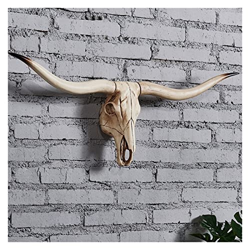 XUEMEIZI Suspendu Longue Corne Vache Crâne Mur Longhorn Steer Sud-Ouest Taureau Crâne Sculpture Résine Décoration