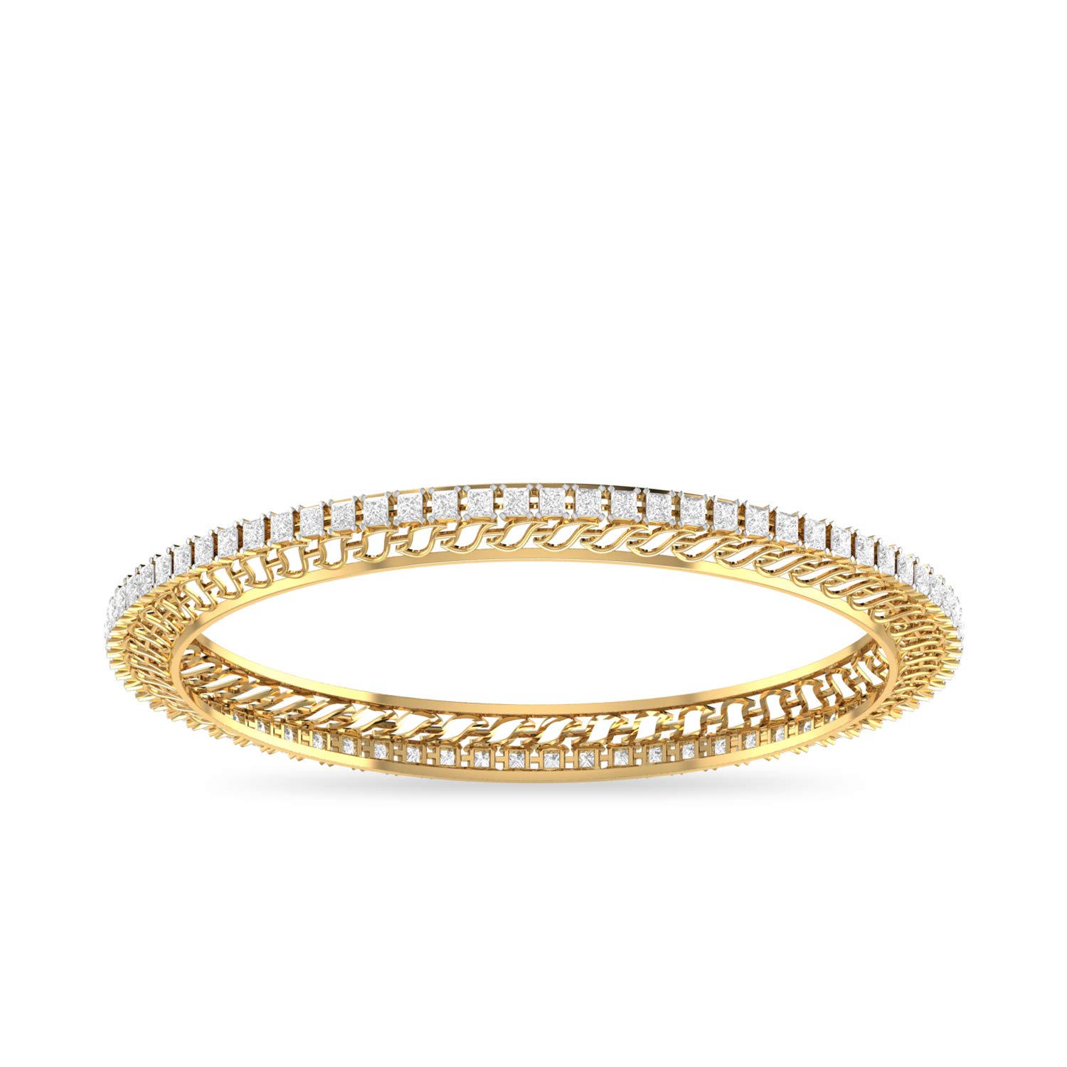 14k (585) Yellow Gold and Solitaire Bangle for Women
