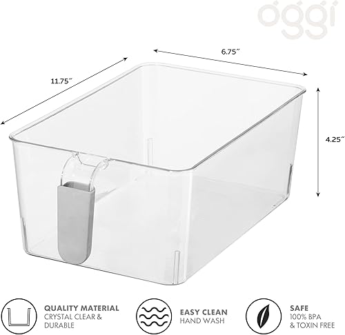 Miniatura 3 de Oggi Juego de 2 contenedores de almacenamiento con asas, anchos (11.75 x 6.75 x 4.25 pulgadas), ideales para organización de cocina, almacenamiento