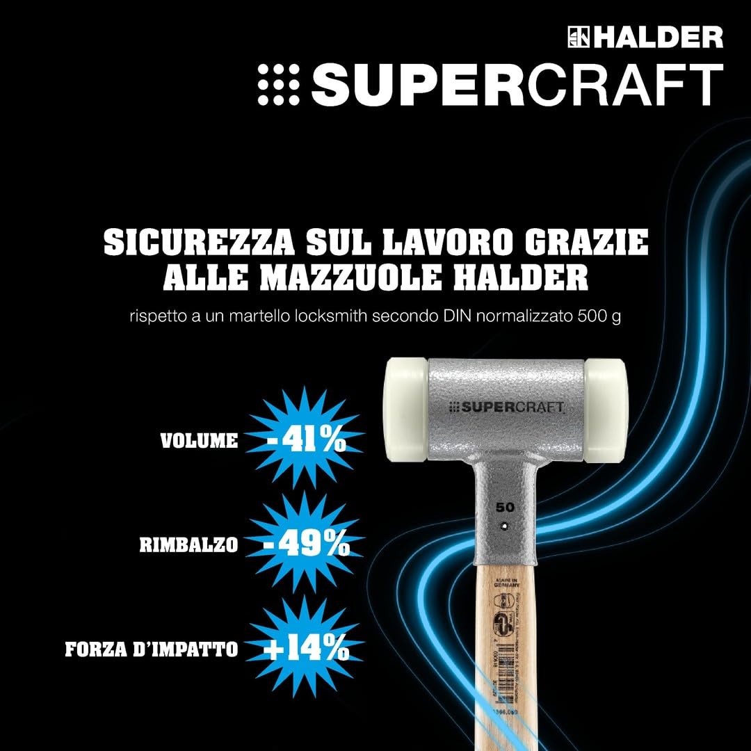 HALDER 3377.140 - Maza anti rebote metálico amarillo Supercraft Ø 40 mm