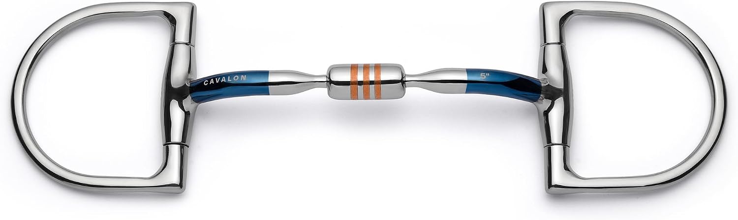 Hunter D-Ring Snaffle with Capsule Copper Roller - Sweet Iron Mouthpiece 10mm - Fixed Dee Ring, English Riding Horse Bit for Hunters, Jumpers & Young Horses