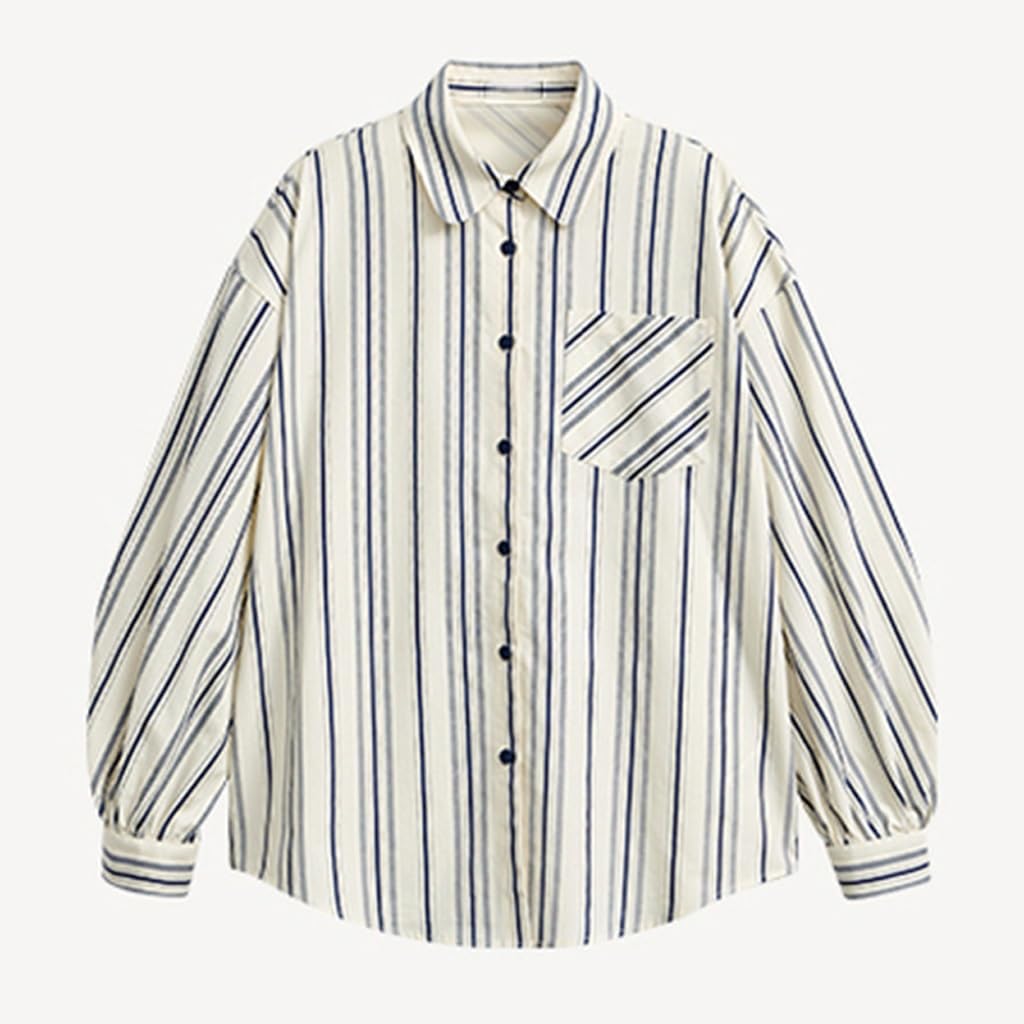 Veste ample rayée rétro de printemps au look surchemise fluide