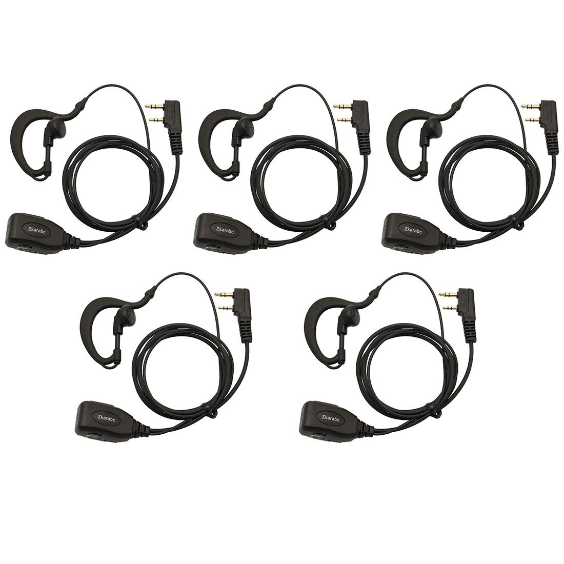 Walike Talkie Earpiece with Mic G Shape Adjustable Volume Headset Compatible with Kenwood BF-888S UV-5R Retevis H-777 RT22 Puxing Wouxun(5 Pack)