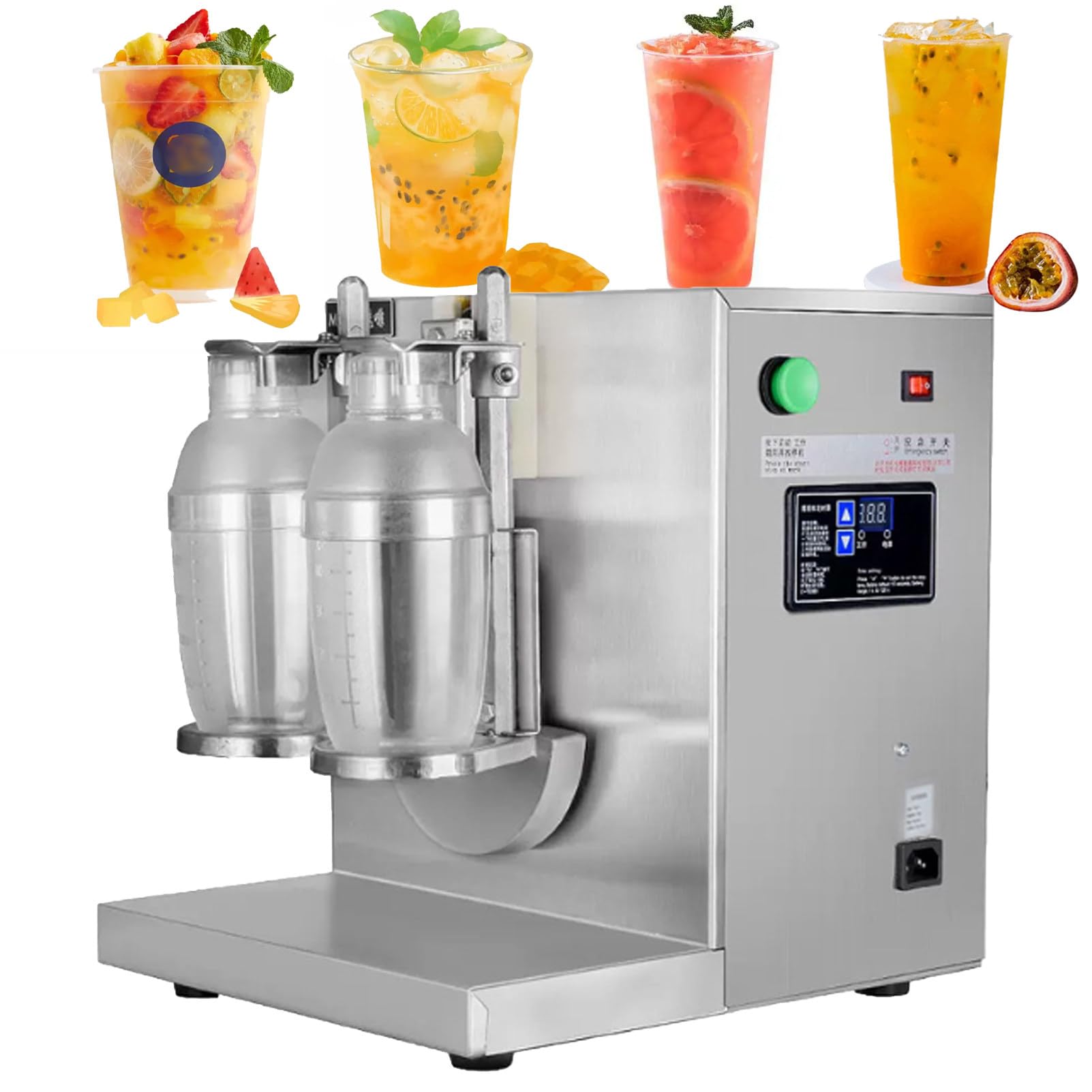 Ofyphth Electric Double Cup Milk Tea Shaker, 120w Commercial Electric Bubble Tea Shaker Machine, Automatic 360° Mixing Drink Mixer with Timer (0-120s), Includes 2 Cups, for Boba Milk Tea.