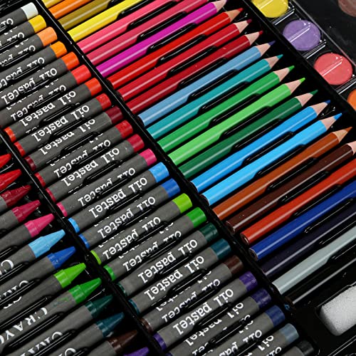 Homesen 150 pçs Conjunto de Desenho de Arte Pintura Ferramentas de Esboço Ca de Cor de Água Lápis de