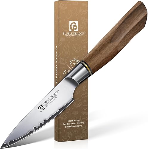 Miniatura 13 de Purple Dragon Cuchillo Nakiri, Cuchilla para Carne de 7 Pulgadas, Cuchillo de Cocina Japonés de Acero Alemán Vg10 para Cortar Carne, Picar, Cortar