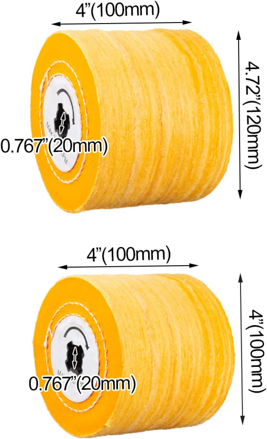 1 Piece Cotton Cloth Polishing Buffing Wheel For Metal Finishing For Wire Drawing Machine,120x100mm Yellow