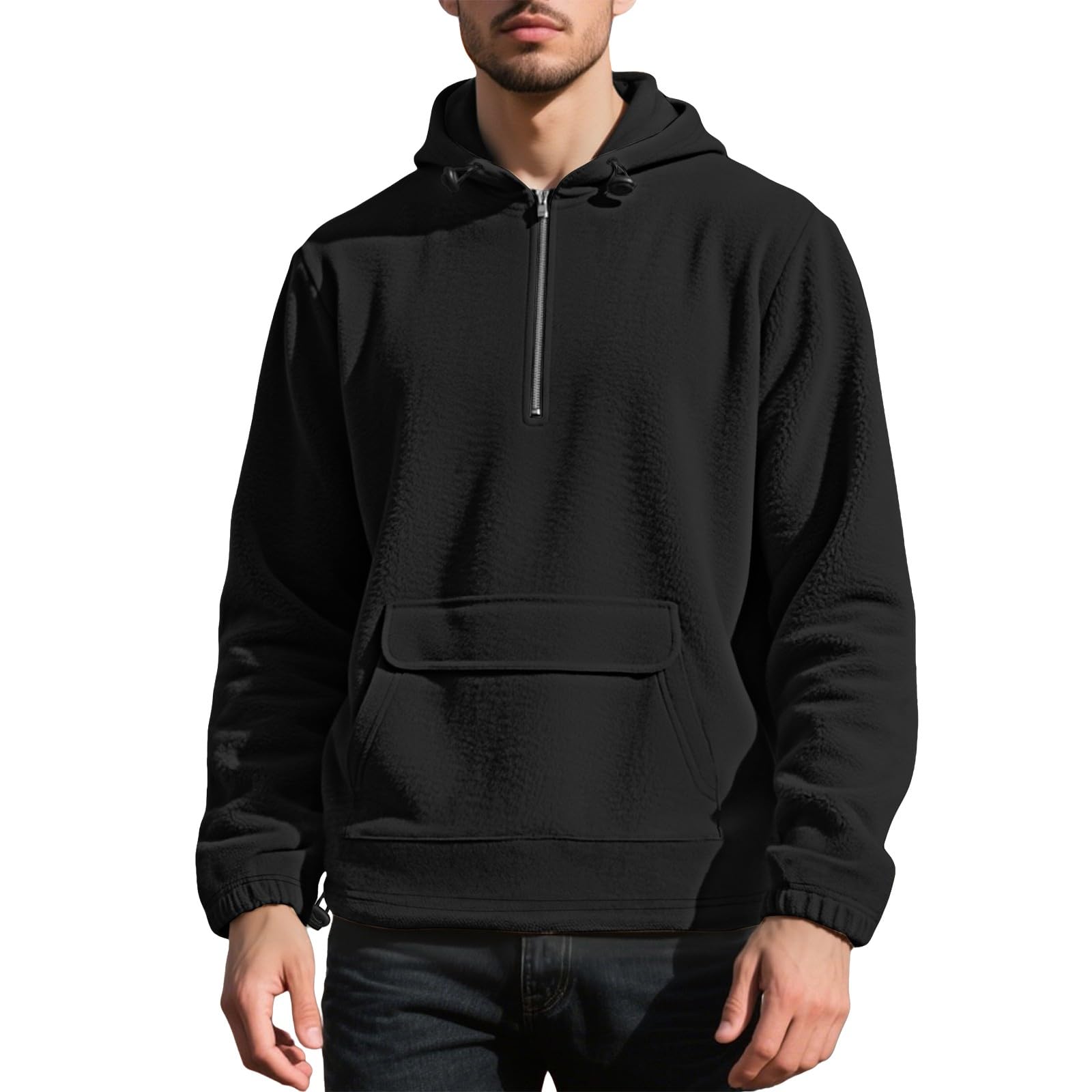 DENGJIAMY - Sudadera básica con capucha y cremallera de un cuarto para