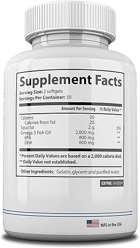 Miniatura 3 de NutraPrice Aceite de pescado 2000 mg Omega-3 ácidos grasos EPA y DPA, Suplemento diario para hombres y mujeres, fórmula avanzada para apoyar el
