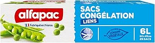 ALFAPAC – 25 Gefrierbeutel, mit Bindung, groß, Vegetal Origin – hergestellt in Frankreich – Maße 30 x 45 cm
