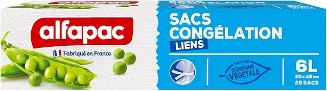 Sacs Congélation Alfapac - Matière Végétale Renouvelable - Fabrication Française - 25 x 6L