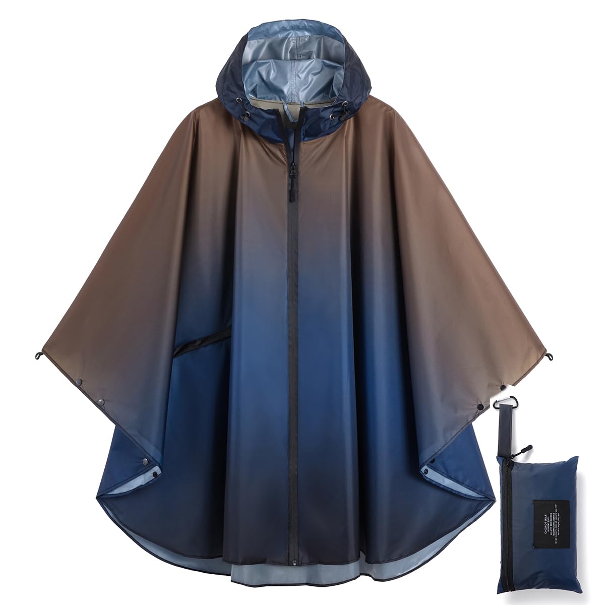 Rain Poncho Jacket Coat Hooded Zipper Style for Women/Men/Adult with Pocket