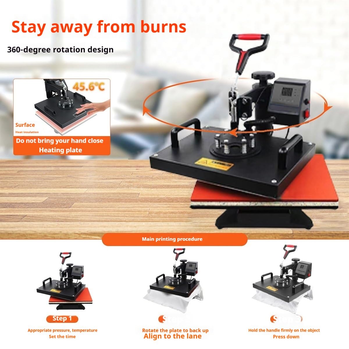 Transferpresse DIY-Wärmedruckmaschine Heat Press, große Oberfläche 30 x 38 cm Kann auf T-Shirts und Hüte übertragen Werden Geeignet für Familien- und Geschäftszwecke(Blue)