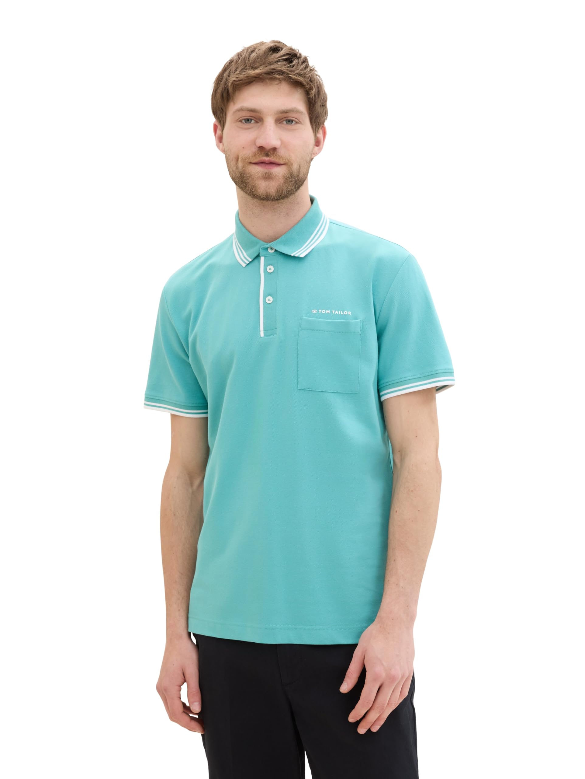 TOM TAILOR Men's Basic Pique Polo Shirt with Coloured Details