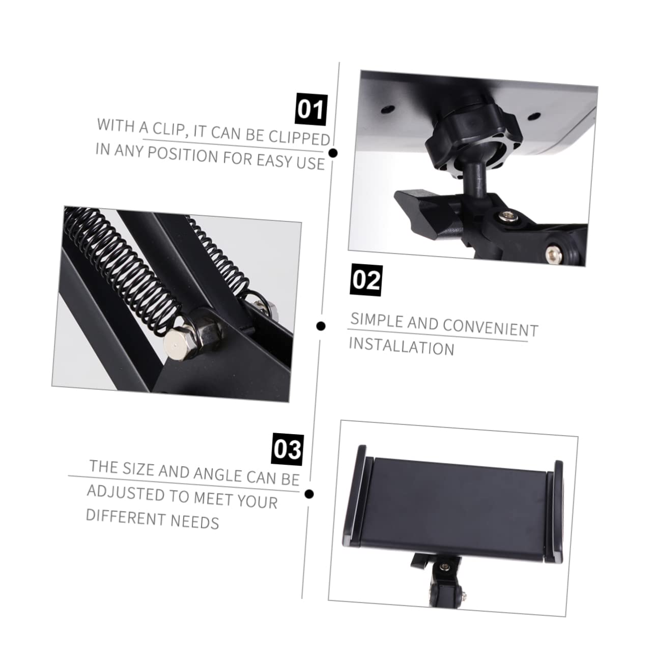 jojofuny Supporto per Tablet e Telefono da Tavolo in Ferro e Plastico, Pieghevole Clip, Installazione Facile per Scrivania
