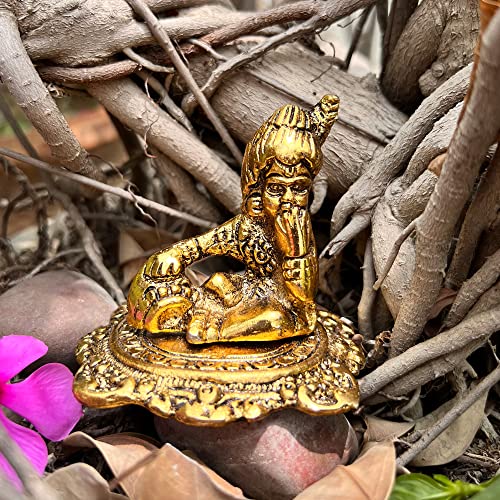 Image of Wonder Care Lord Krishna Statue Krishna Metal Idol Figurine-Hindu God of Love and Divine Joy Idol for Indian Religious Festival- Home Decor Item