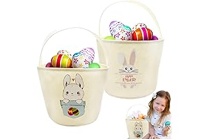 2 Pack Easter Bunny Basket Egg Hunt Tote Felt Bucket Kits Bunny...