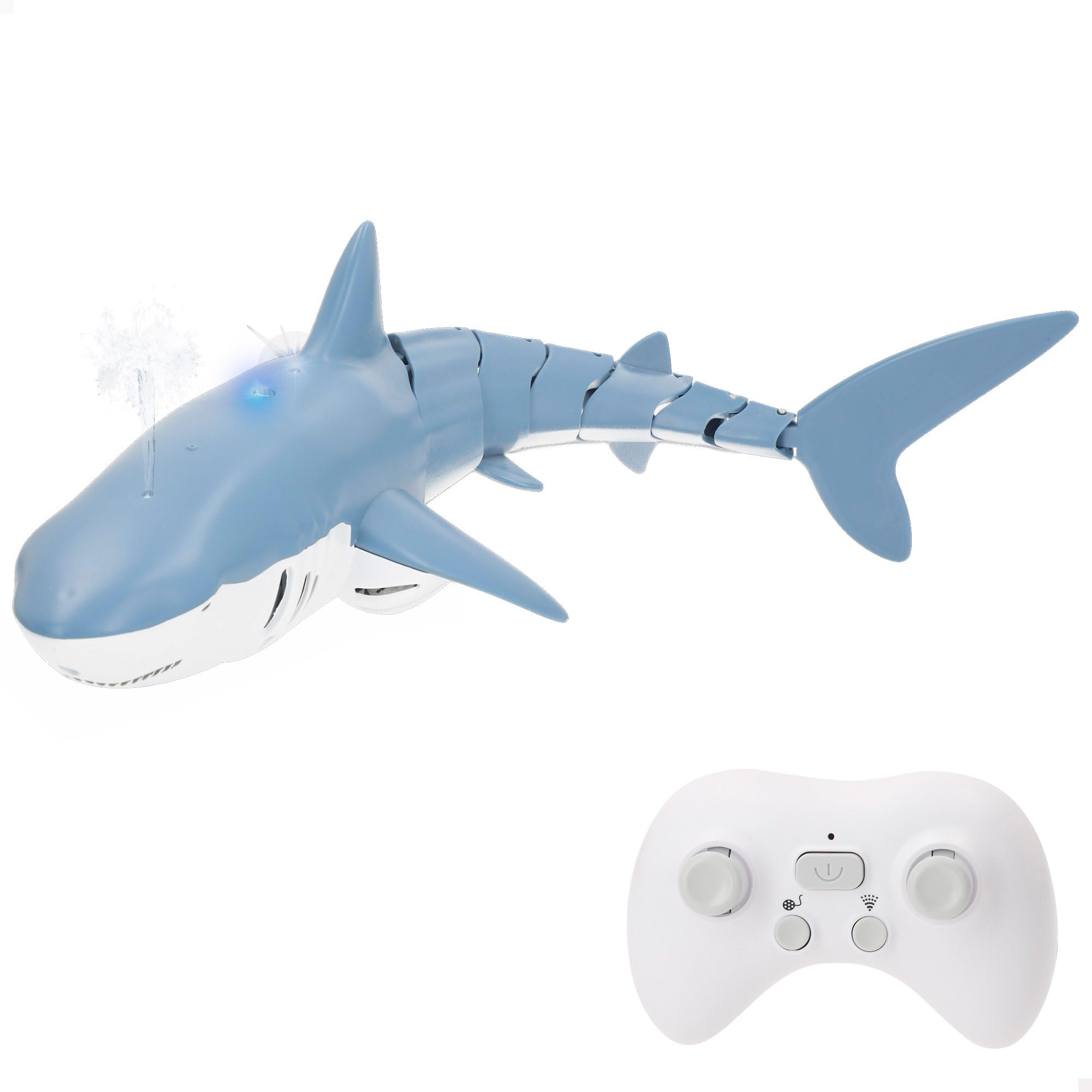 ColorBaby Racing Boat Tiburón de Juguete teledirigido, 38x14x10 cm, Mando Sumergible, 6 direcciones, Frecuencia 2.4 GHz, Alcance 30 Metros, Autonomía 25 Minutos, +3 años (39729)