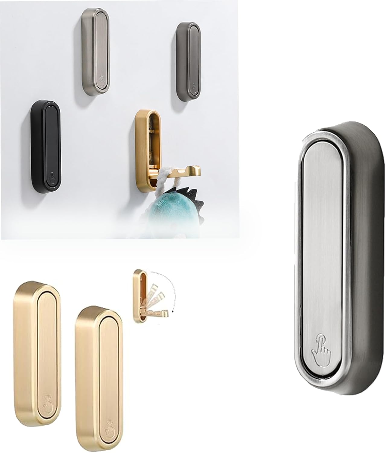 Foldable Wall Hook, Foldable Hooks Wall Mount, Multifunctional Hidden Furniture Handle, Foldable Hooks Storage Solution for Bathroom, Closet,Entryway, Pool and Kitchen (2)